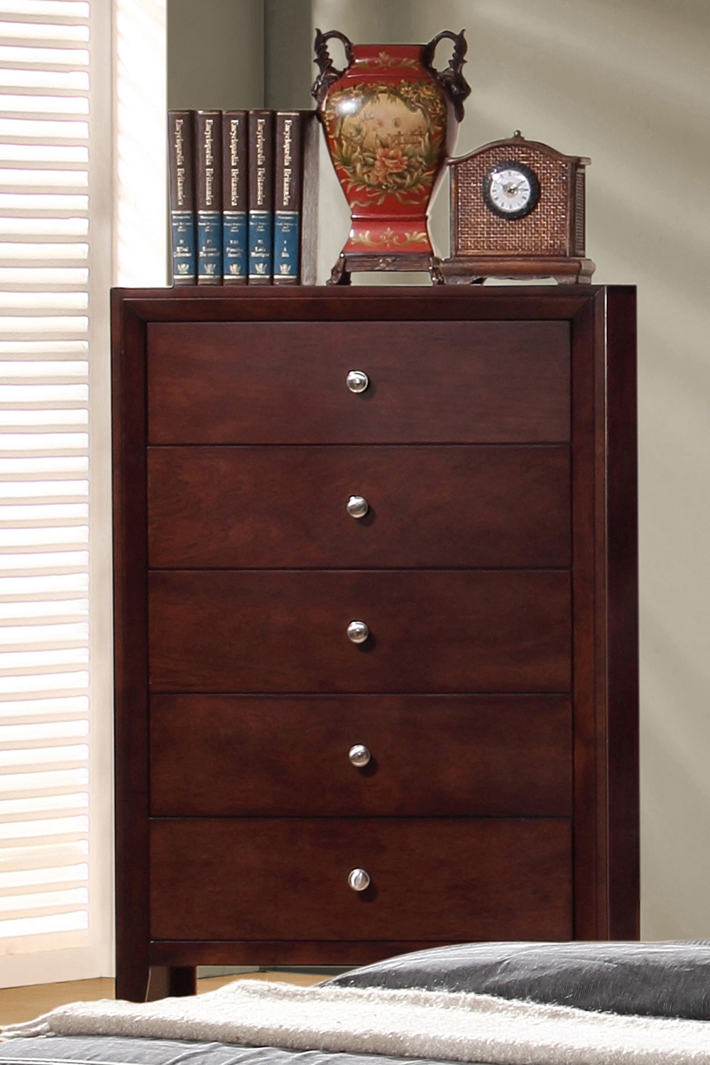 Coaster - Serenity Rectangular 5-Drawer Chest in Rich Merlot