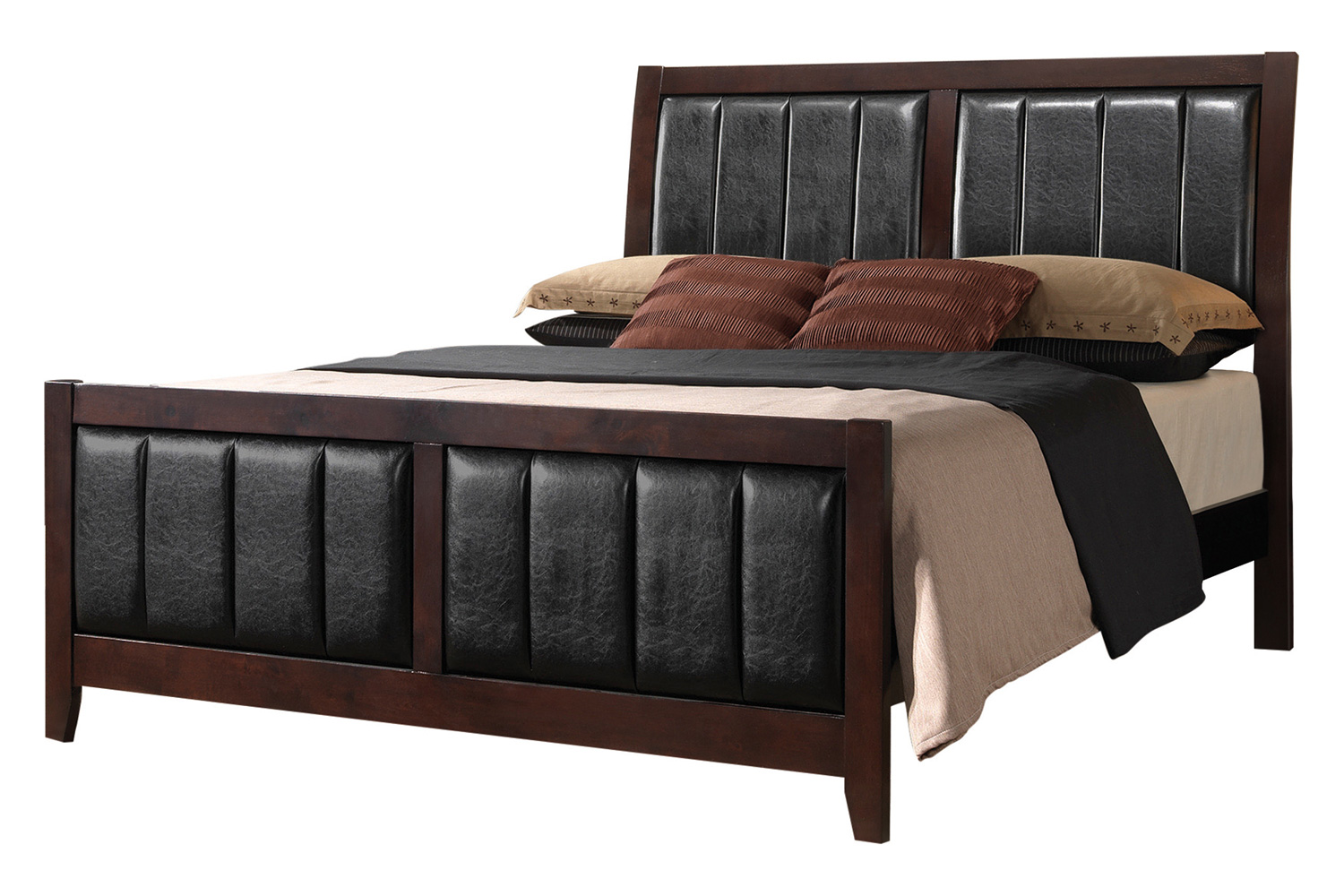 Coaster Carlton Eastern King Upholstered Bed - Cappuccino/Black