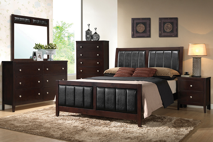 Coaster Carlton California King Upholstered Bed - Cappuccino/Black