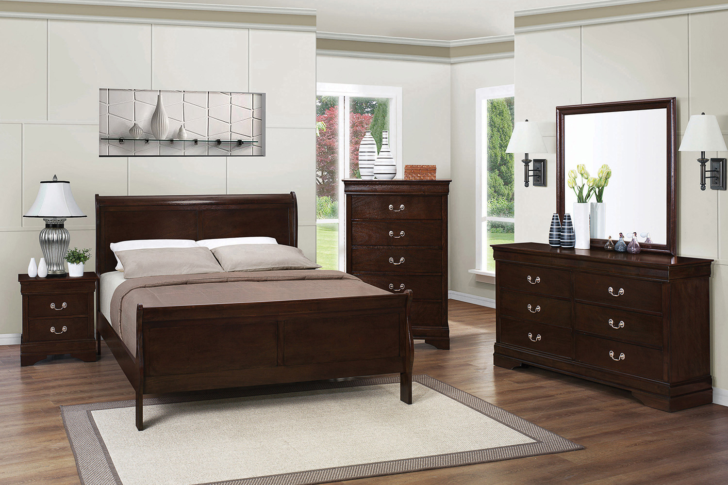 Coaster Louis Philippe Full Panel Sleigh Bed - Cappuccino