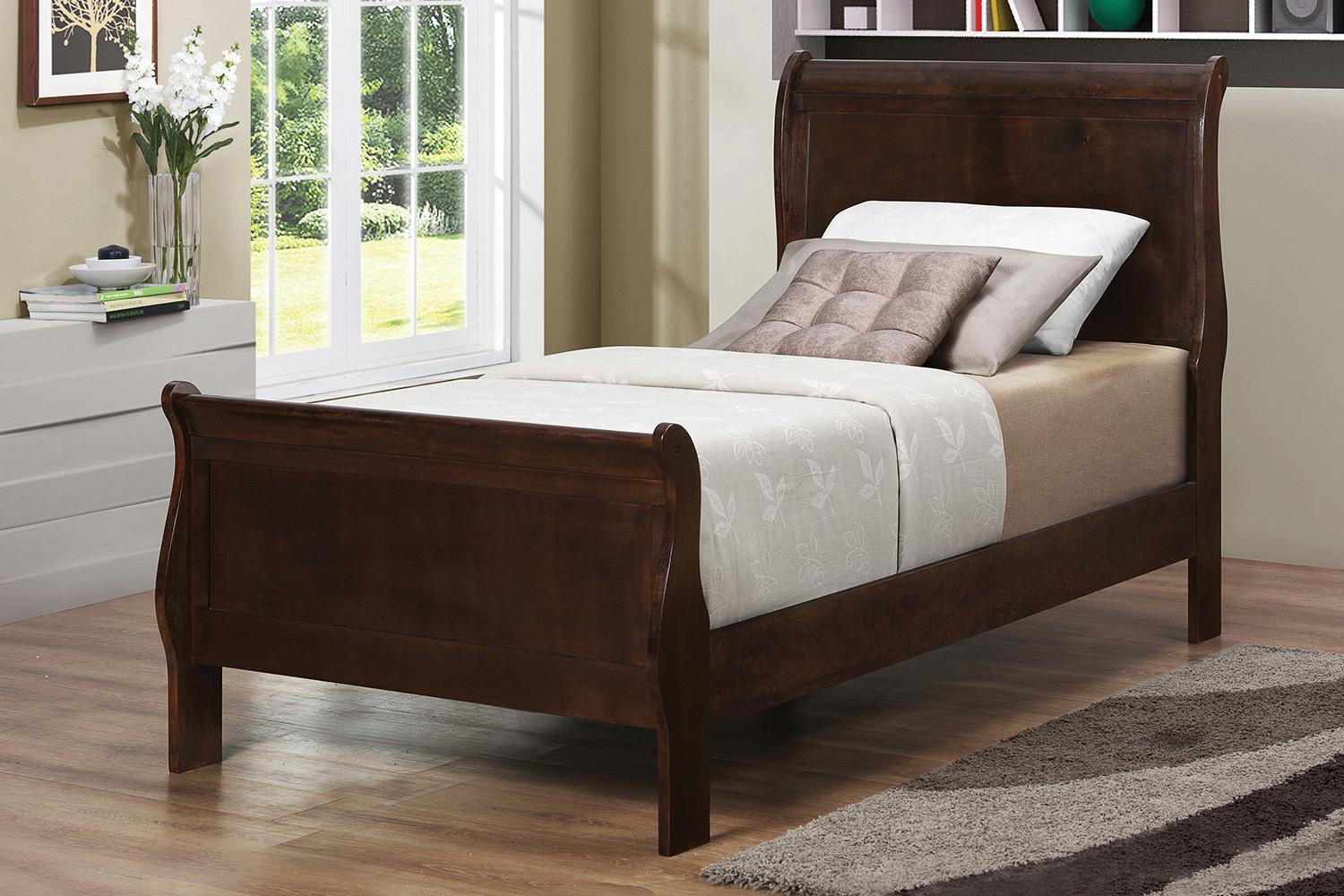 Coaster Louis Philippe Twin Panel Sleigh Bed - Cappuccino