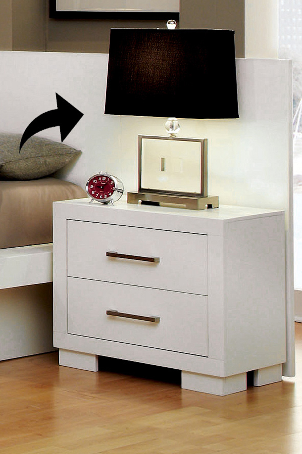 Coaster Jessica 2-Drawer Nightstand - White