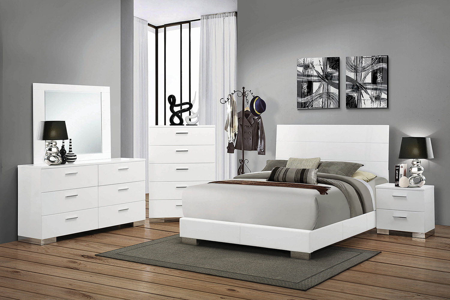 Coaster Felicity California King Panel Bed - Glossy White