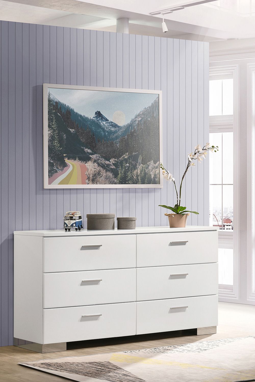 Coaster - Felicity 6-Drawer Dresser in Glossy White