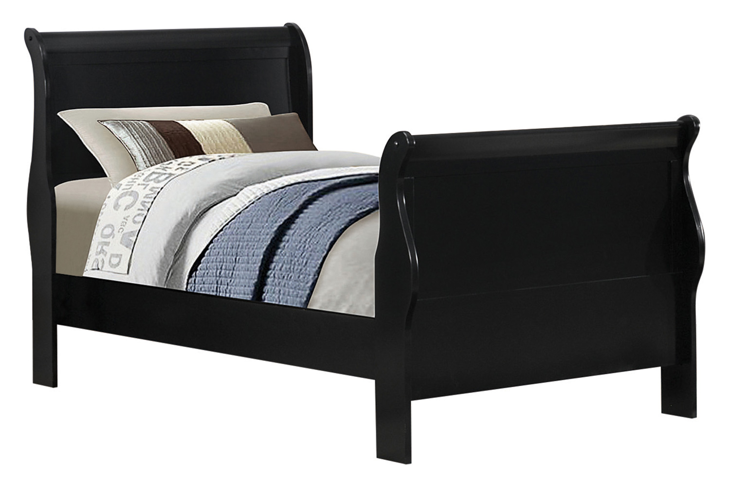 Coaster Santee Louis Philippe Twin Sleigh Panel Bed - Black