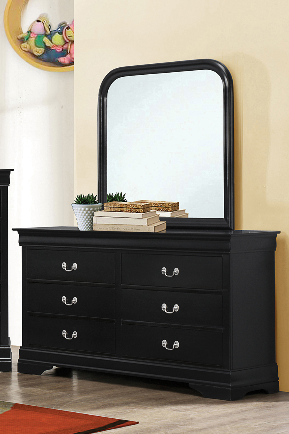 Coaster - Louis Philippe Rectangular 6-Drawer Dresser in Black