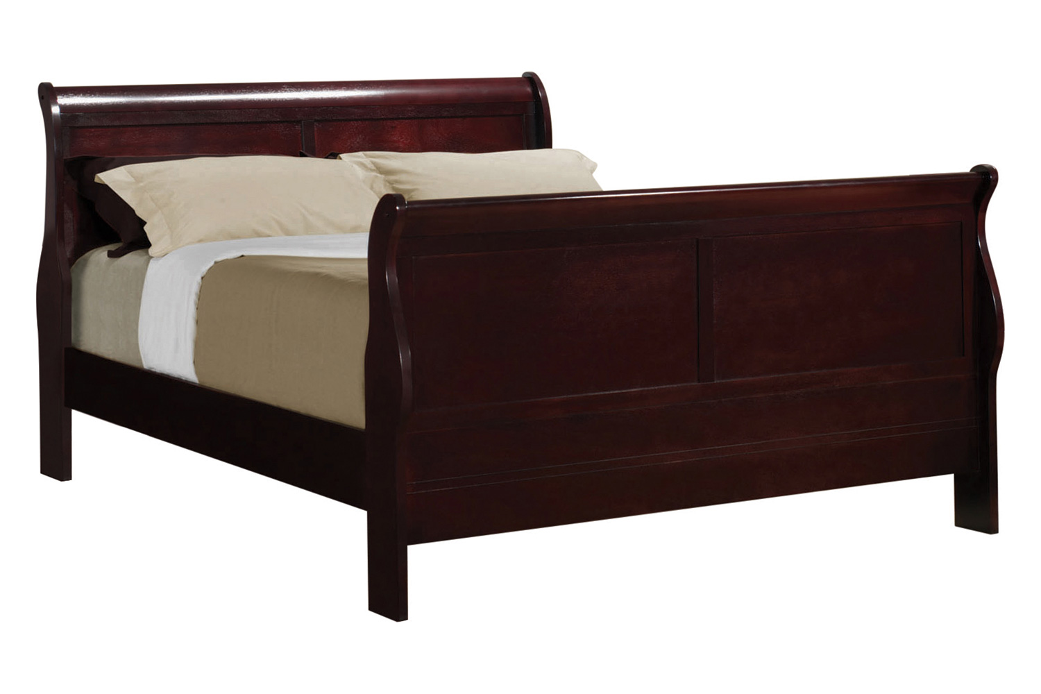 Coaster Santee Louis Philippe Queen Sleigh Panel Bed - Red Brown