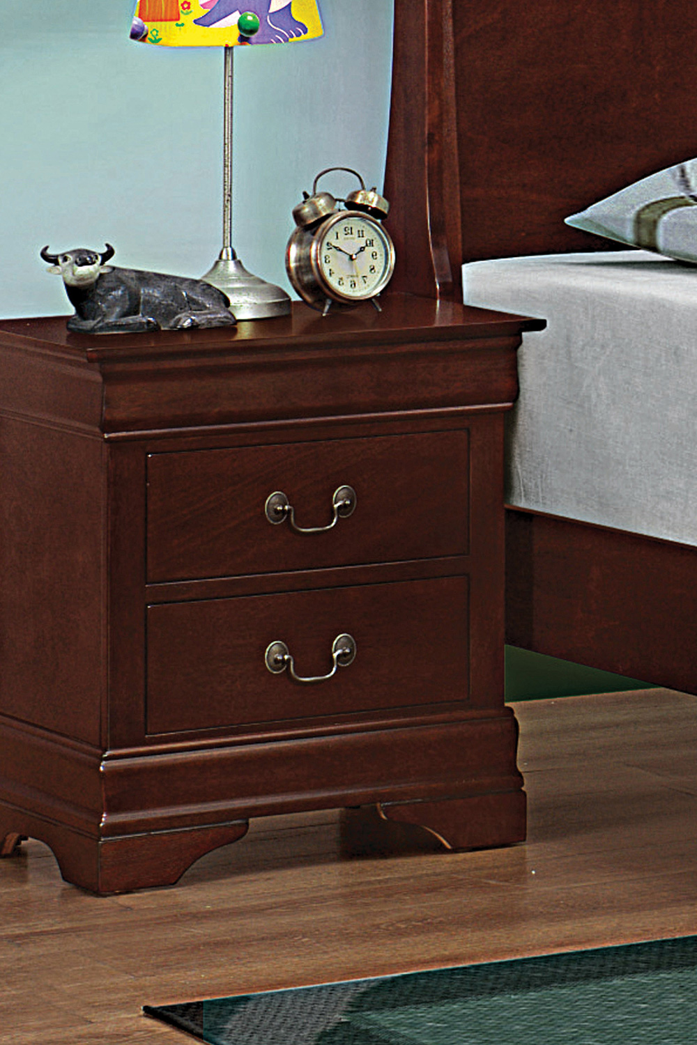 Coaster - Santee Louis Philippe Rectangular 2-Drawer Nightstand in Red Brown