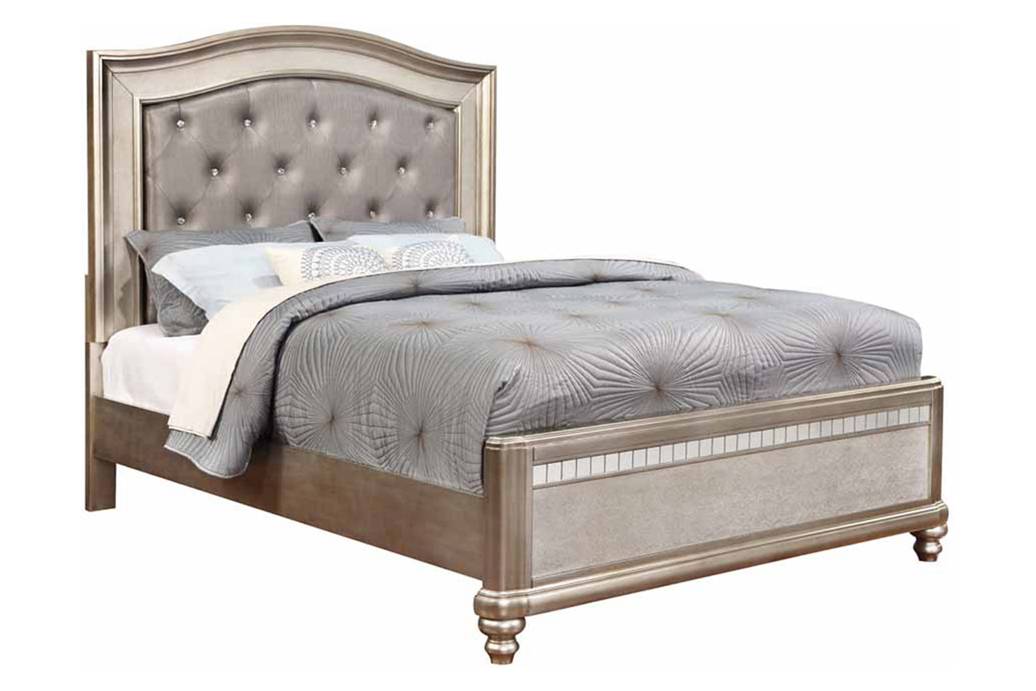 Coaster Bling Game Queen Panel Bed - Metallic Platinum