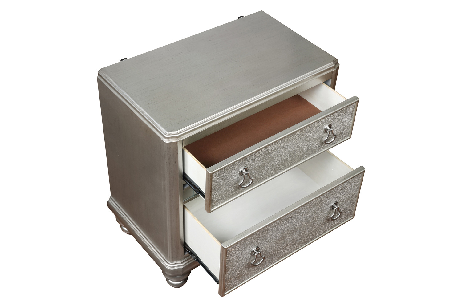 Coaster - Bling Game 2-Drawer Nightstand in Metallic Platinum