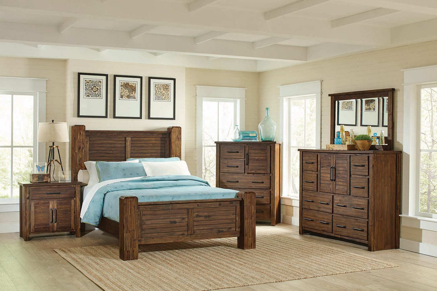 Coaster Sutter Creek Queen Bed with Block Posts - Vintage Bourbon