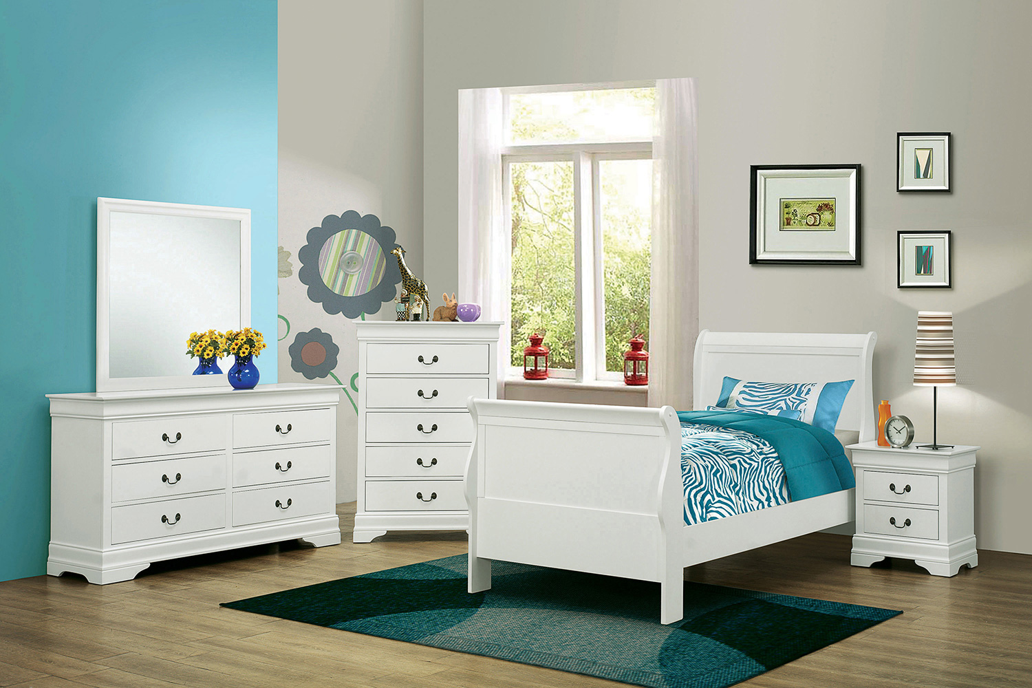 Coaster Louis Philippe Twin Sleigh Panel Bed - White