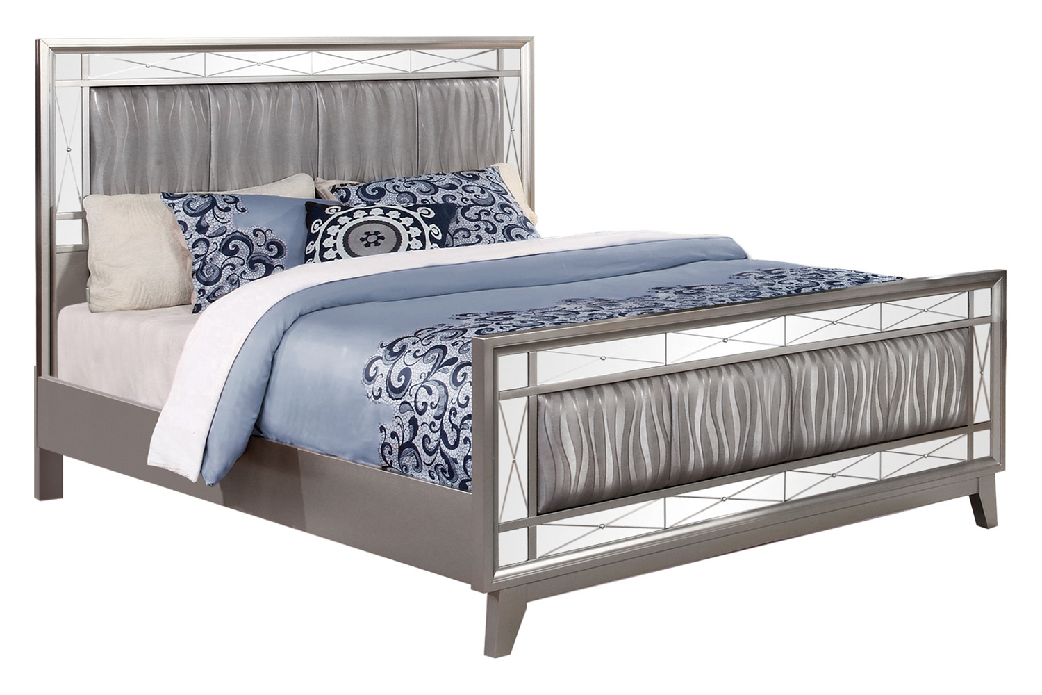 Coaster Leighton Full Panel Bed with Mirrored Accents - Metallic Mercury