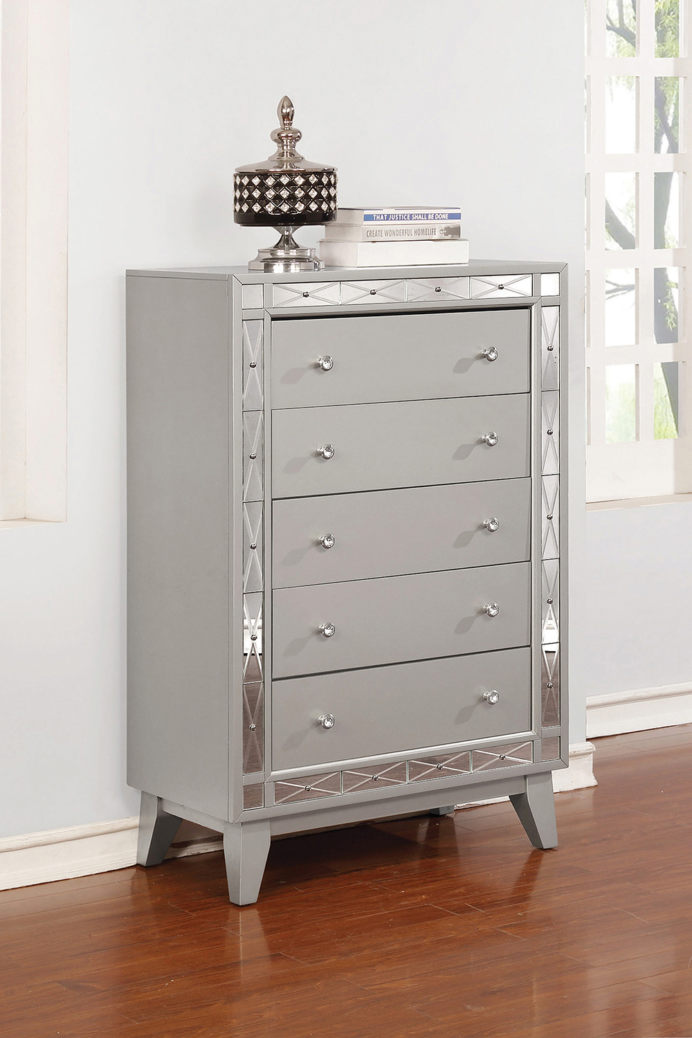 Coaster - Leighton 5-Drawer Chest in Metallic Mercury