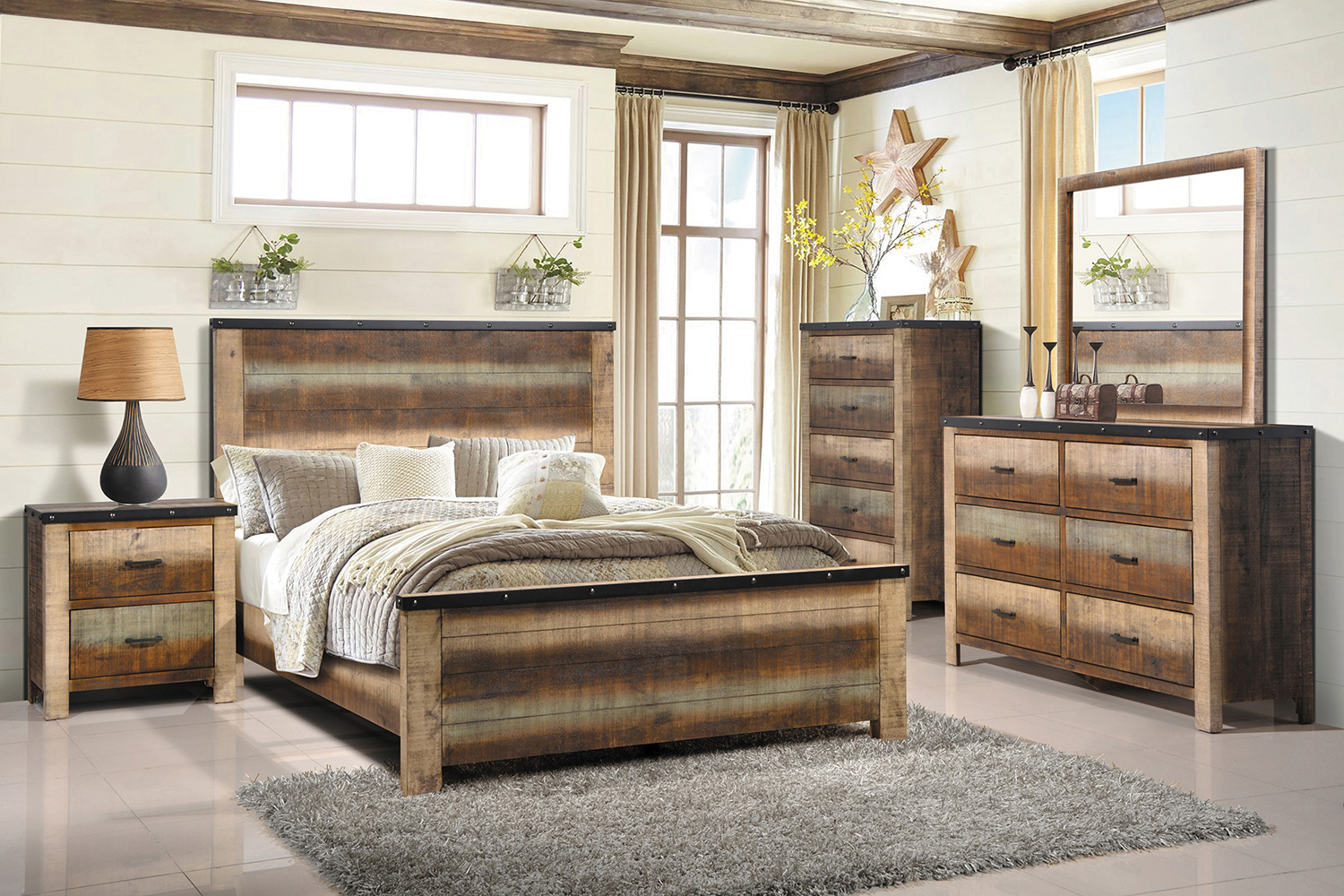 Coaster Sembene California King Panel Bed - Antique Multi-Color