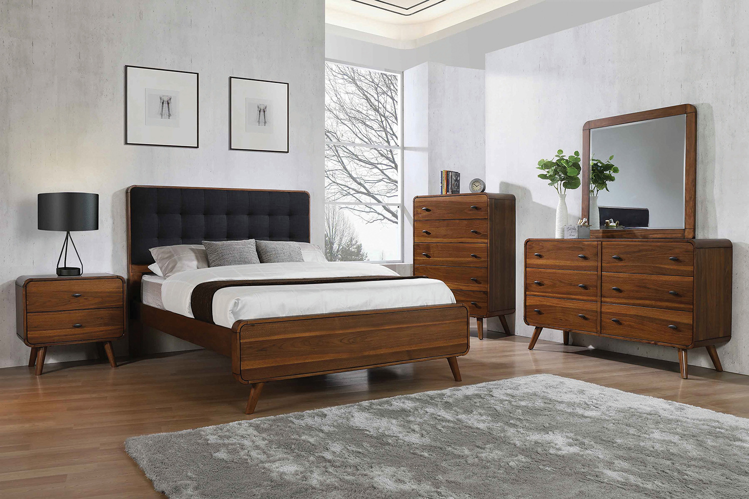 Coaster Robyn Eastern King Bed with Upholstered Headboard - Dark Walnut