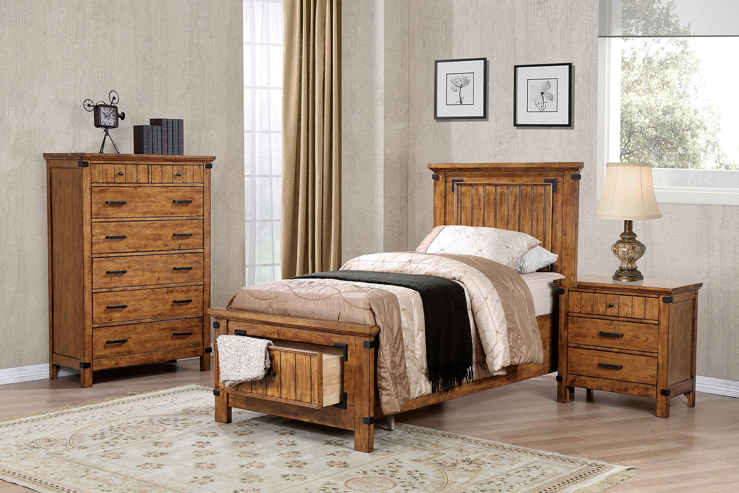 Coaster Brenner Twin Storage Bed - Rustic Honey