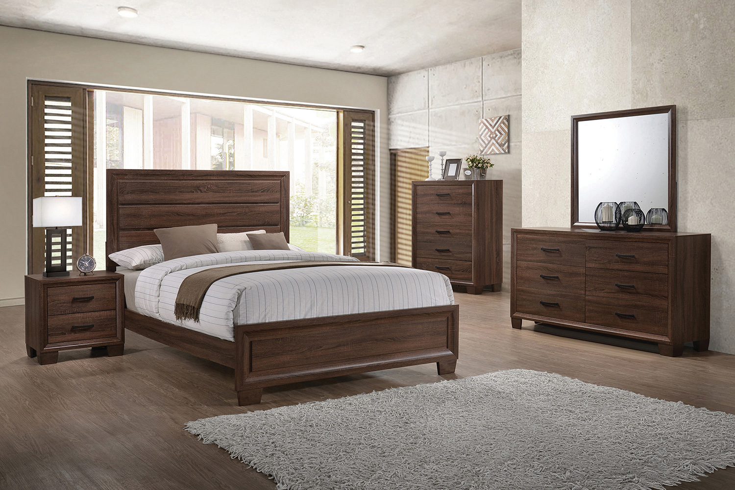 Coaster Brandon Eastern King Panel Bed - Medium Warm Brown