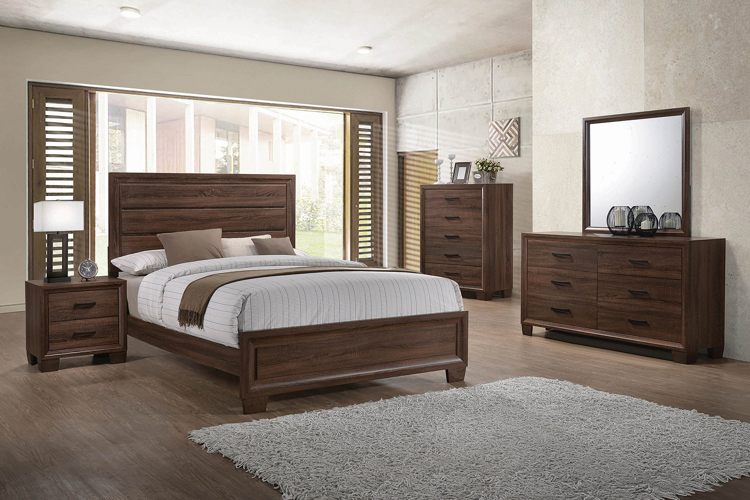 Coaster Brandon Queen Panel Bed - Medium Warm Brown