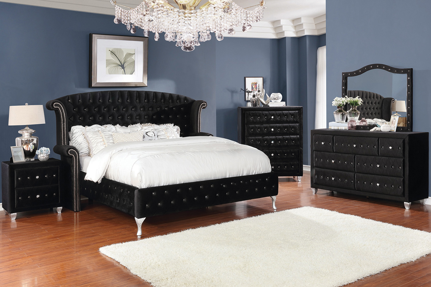 Coaster Deanna Eastern King Tufted Upholstered Bed - Black