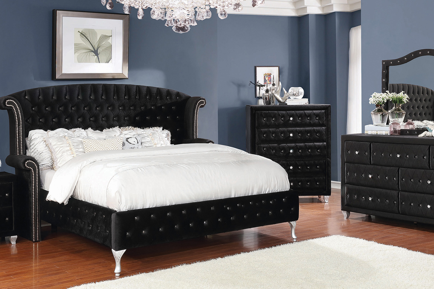 Coaster Deanna Eastern King Tufted Upholstered Bed - Black