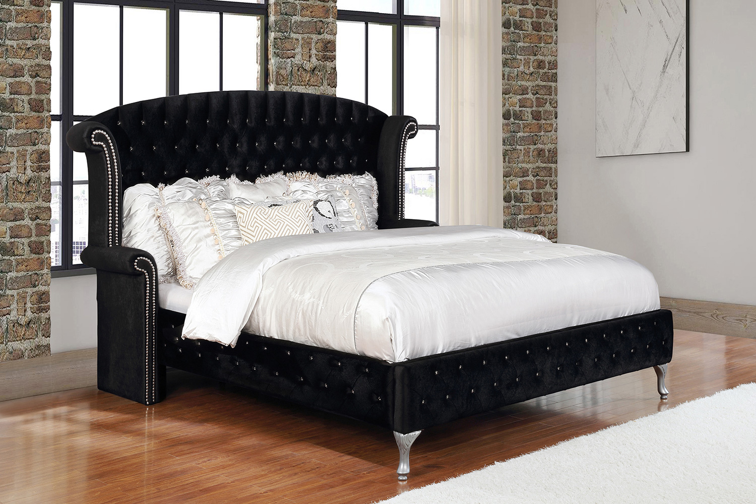 Coaster Deanna Eastern King Tufted Upholstered Bed - Black