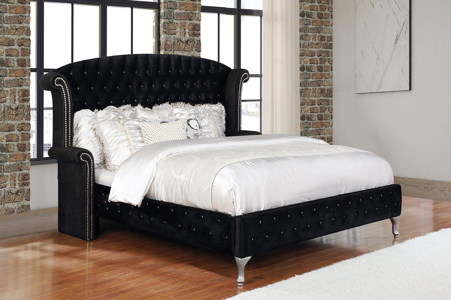 Coaster Deanna California King Tufted Upholstered Bed - Black