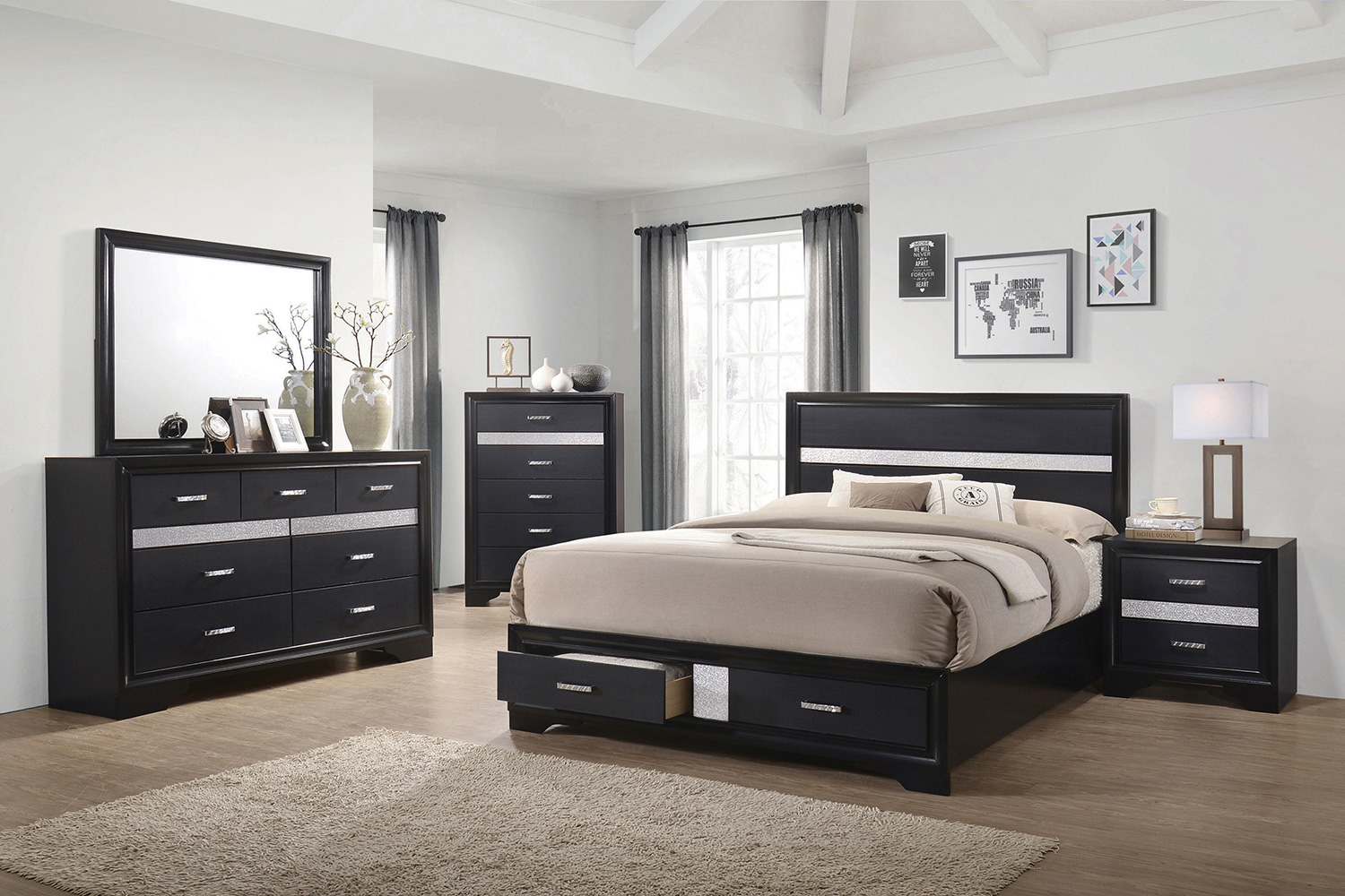 Coaster Miranda Eastern King 2-Drawer Storage Bed - Black