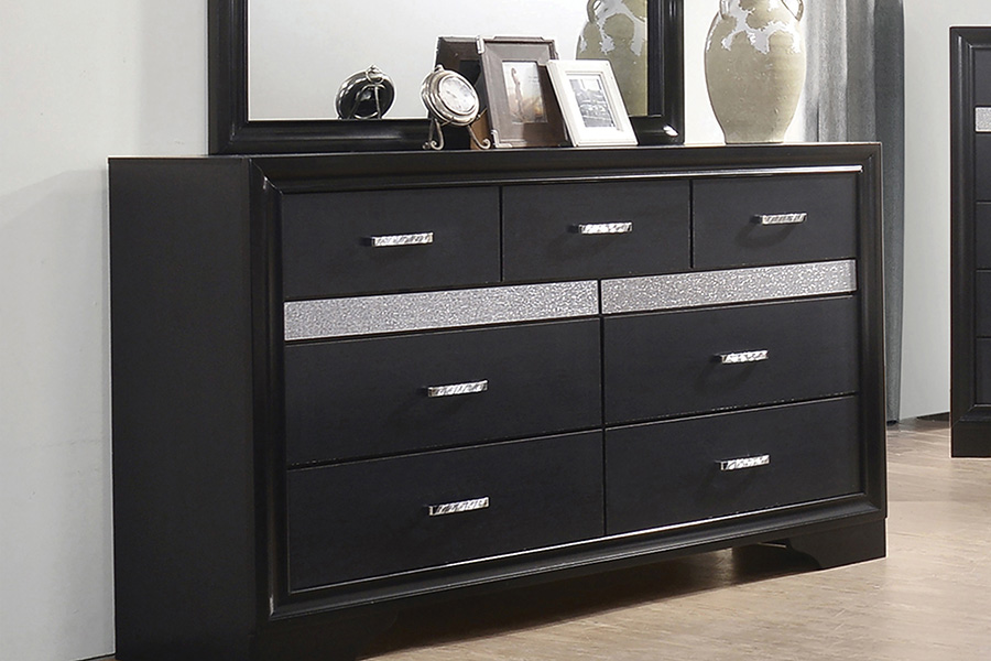 Coaster Miranda 7-Drawer Dresser - Black/Rhinestone