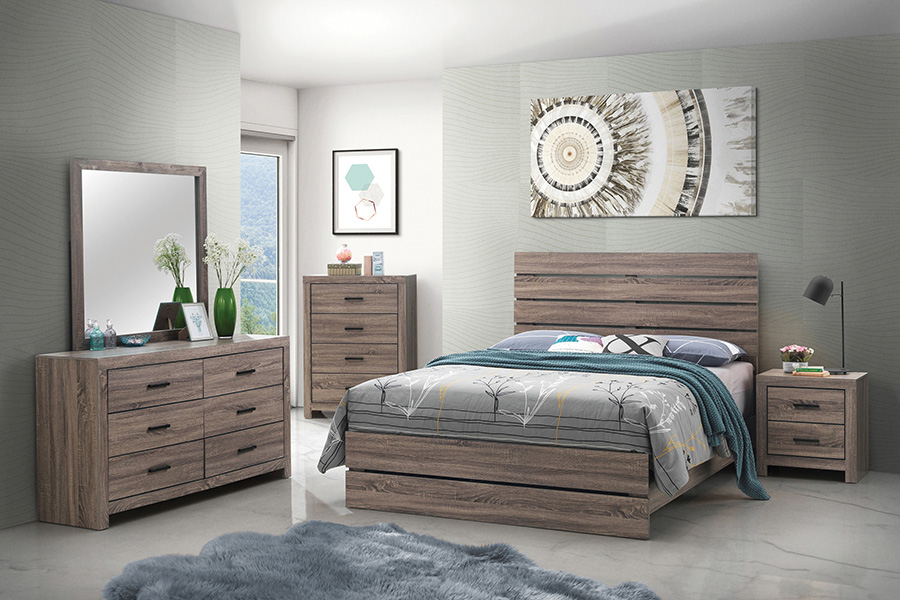 Coaster Brantford Eastern King Panel Bed - Barrel Oak