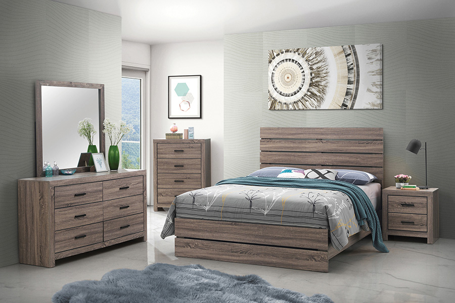 Coaster Brantford Queen Panel Bed - Barrel Oak