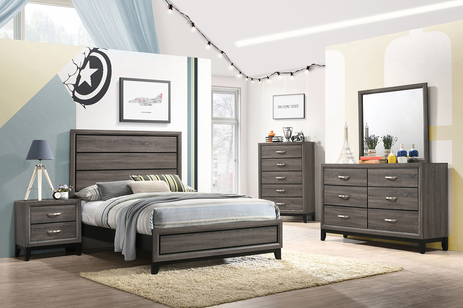 Coaster Watson Full Panel Bed - Gray Oak