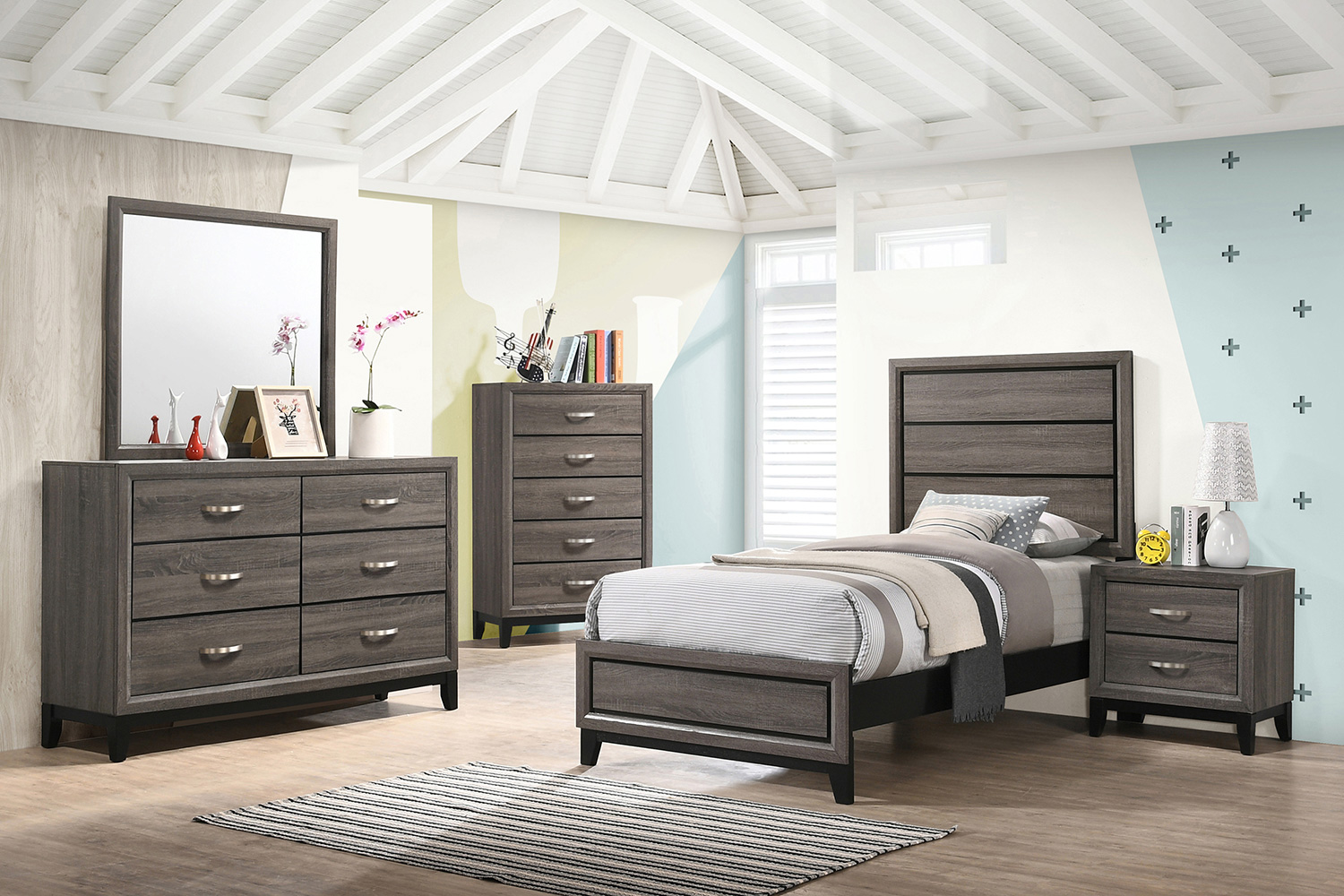 Coaster Watson Twin Panel Bed - Gray Oak