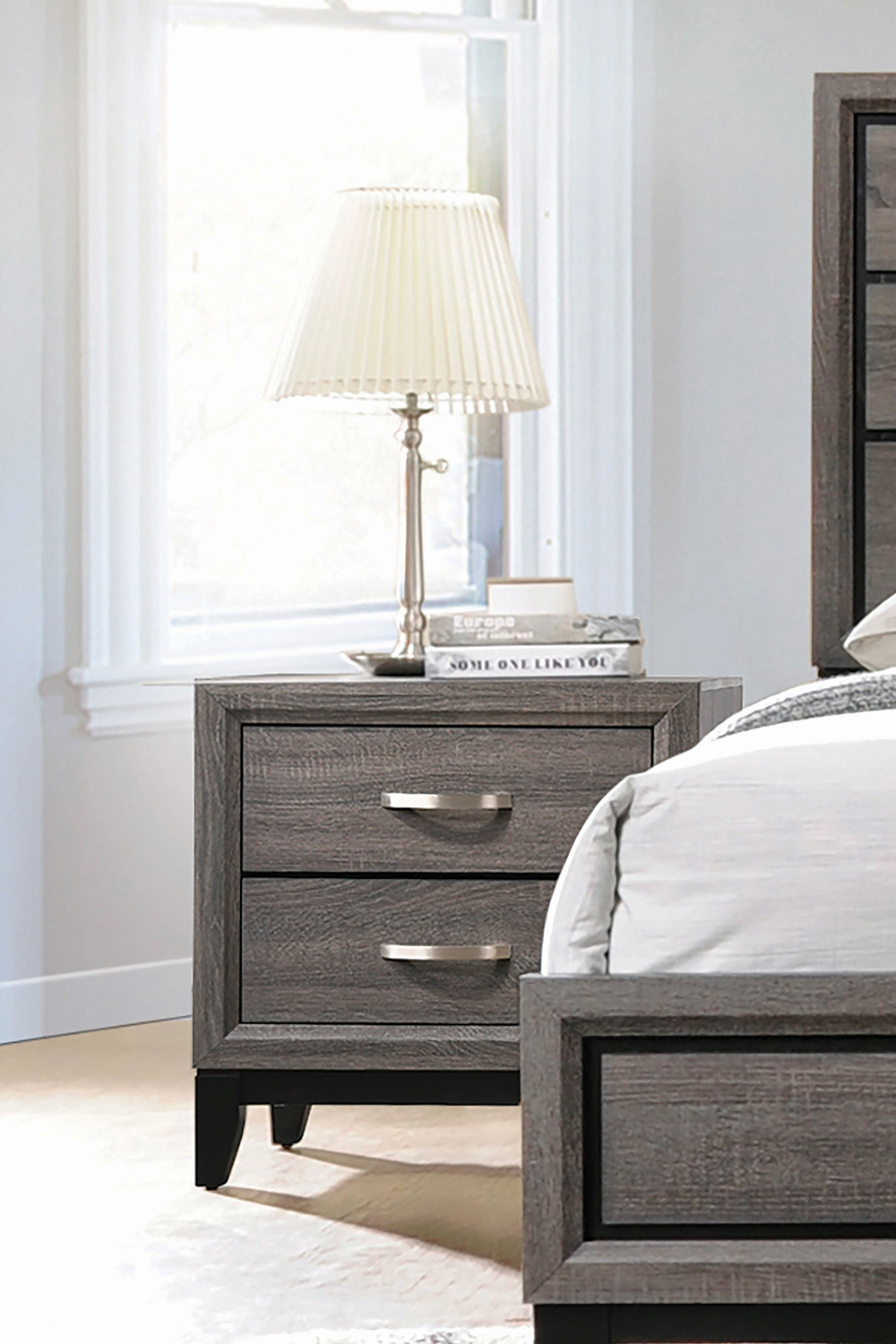 Coaster - Watson 2-Drawer Nightstand in Gray Oak/Black