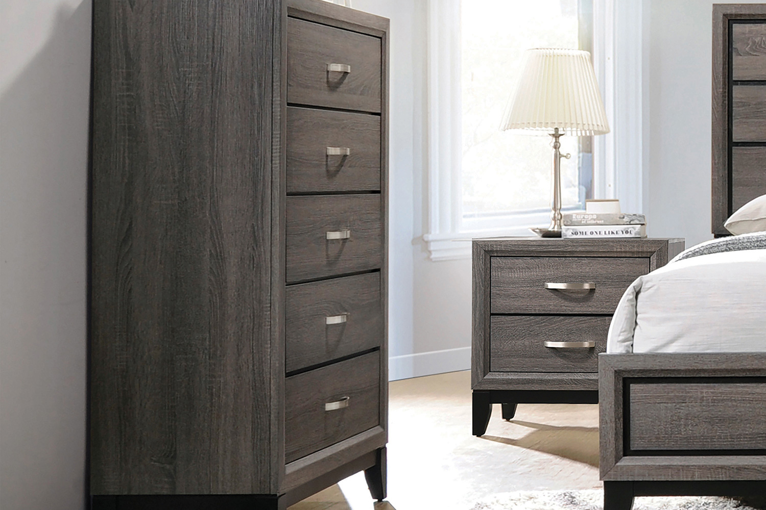 Coaster - Watson 5-Drawer Chest in Gray Oak/Black