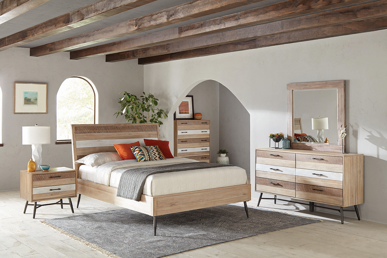 Coaster Marlow Eastern King Platform Bed - Rough Sawn Multi