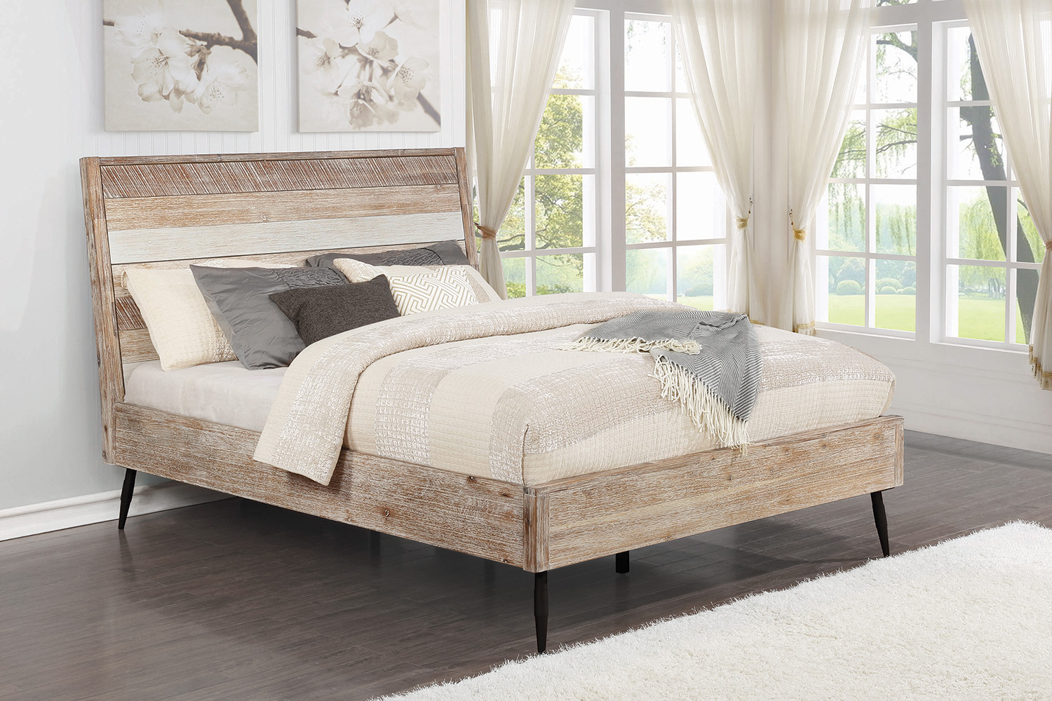 Coaster Marlow Eastern King Platform Bed - Rough Sawn Multi