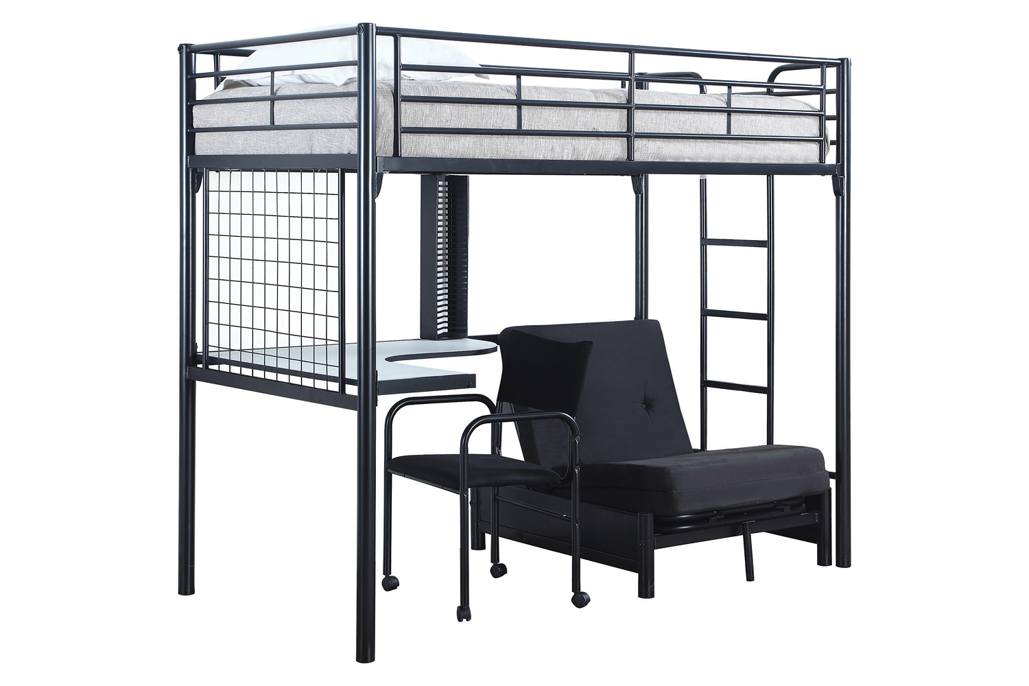 Coaster - Jenner Twin Futon Workstation Loft Bed in Black