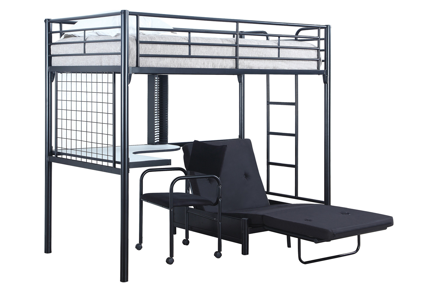 Coaster - Jenner Twin Futon Workstation Loft Bed in Black