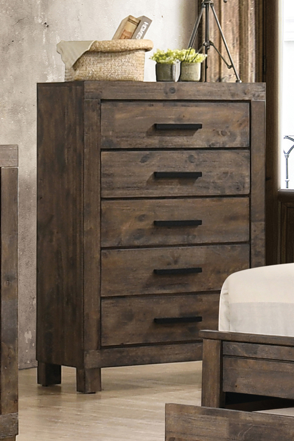 Coaster - Woodmont 5-Drawer Chest in Rustic Golden Brown