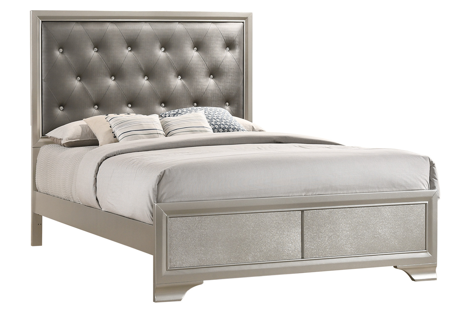 Coaster Salford Eastern King Panel Bed - Metallic Sterling/Charcoal Gray