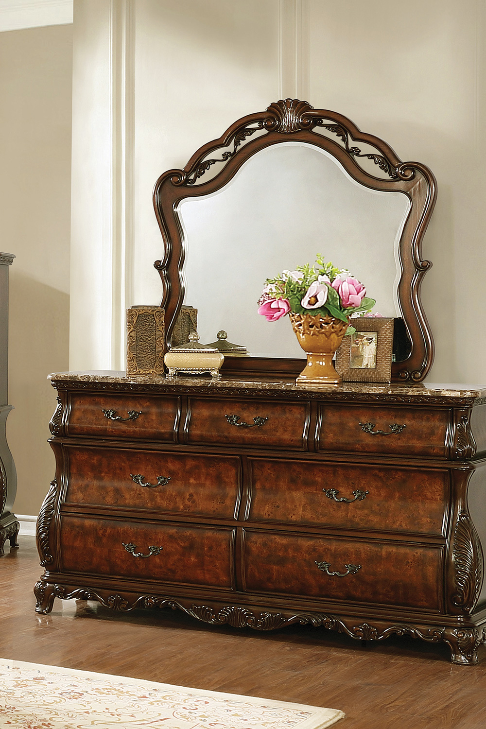 Coaster - Exeter 7-Drawer Dresser With Marble Top in Dark Burl