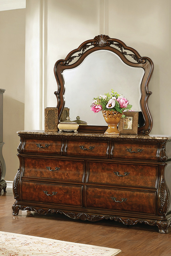 Coaster - Exeter Arched Dresser Mirror in Dark Burl