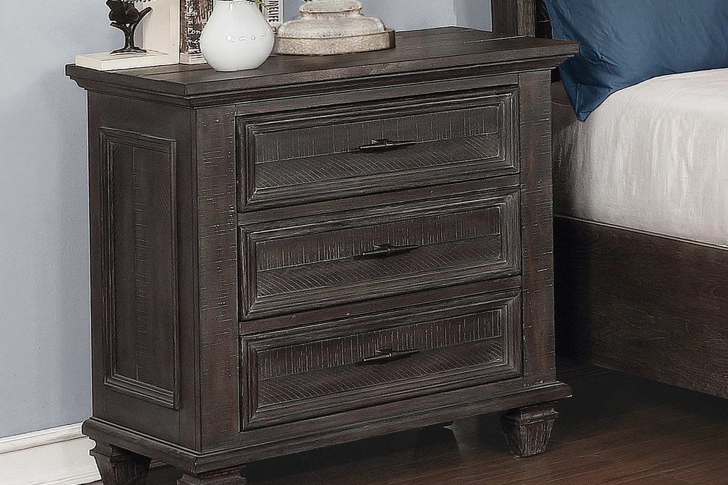 Coaster - Atascadero 3-Drawer Nightstand in Weathered Carbon