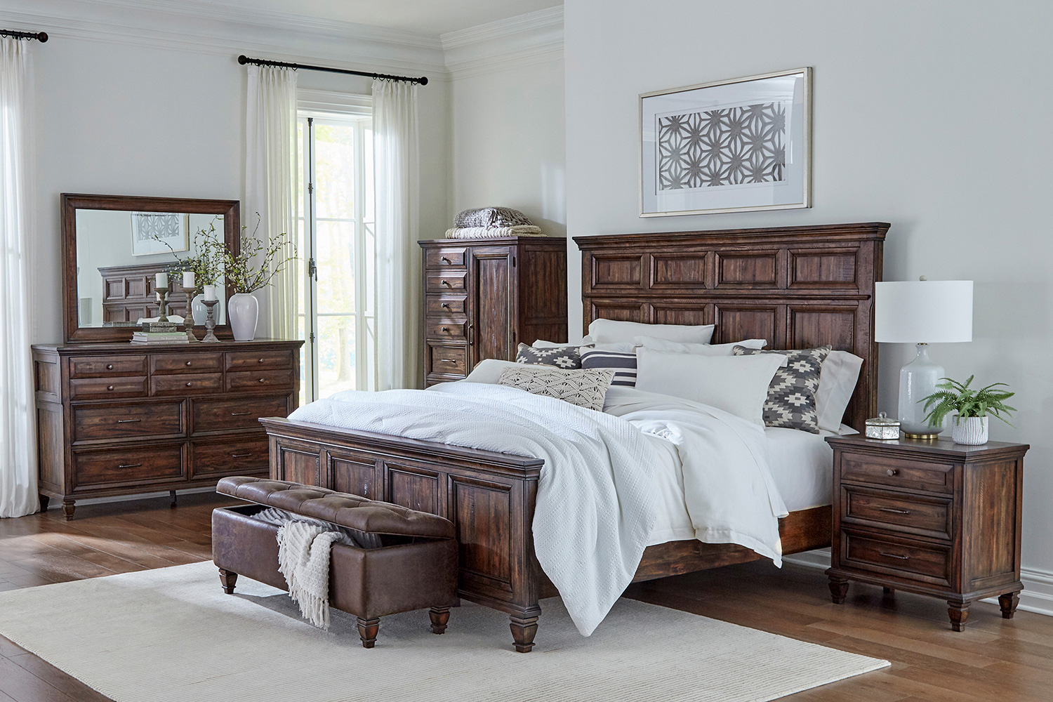 Coaster Avenue Eastern King Panel Bed - Weathered Burnished Brown