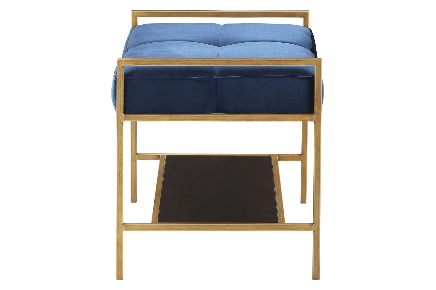 Coaster Upholstered Stool - Navy Blue/Gold