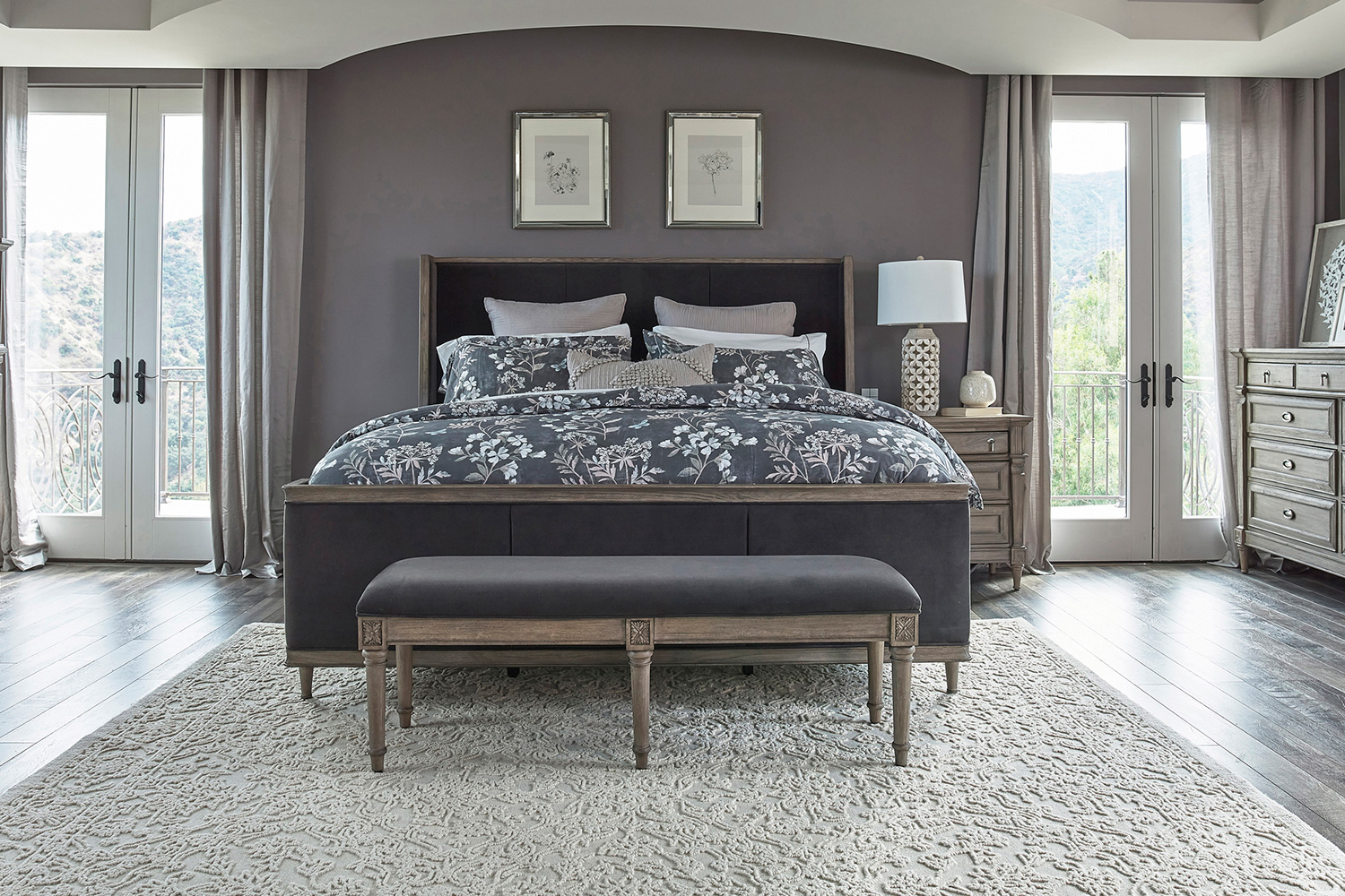 Coaster Alderwood California King Upholstered Panel Bed - Charcoal Gray