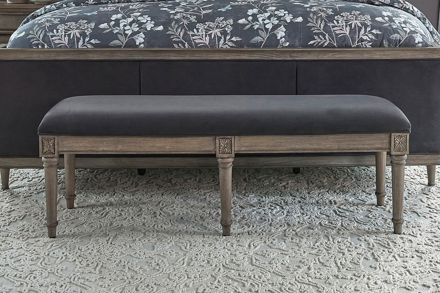 Coaster - Alderwood Upholstered Bench in French Gray