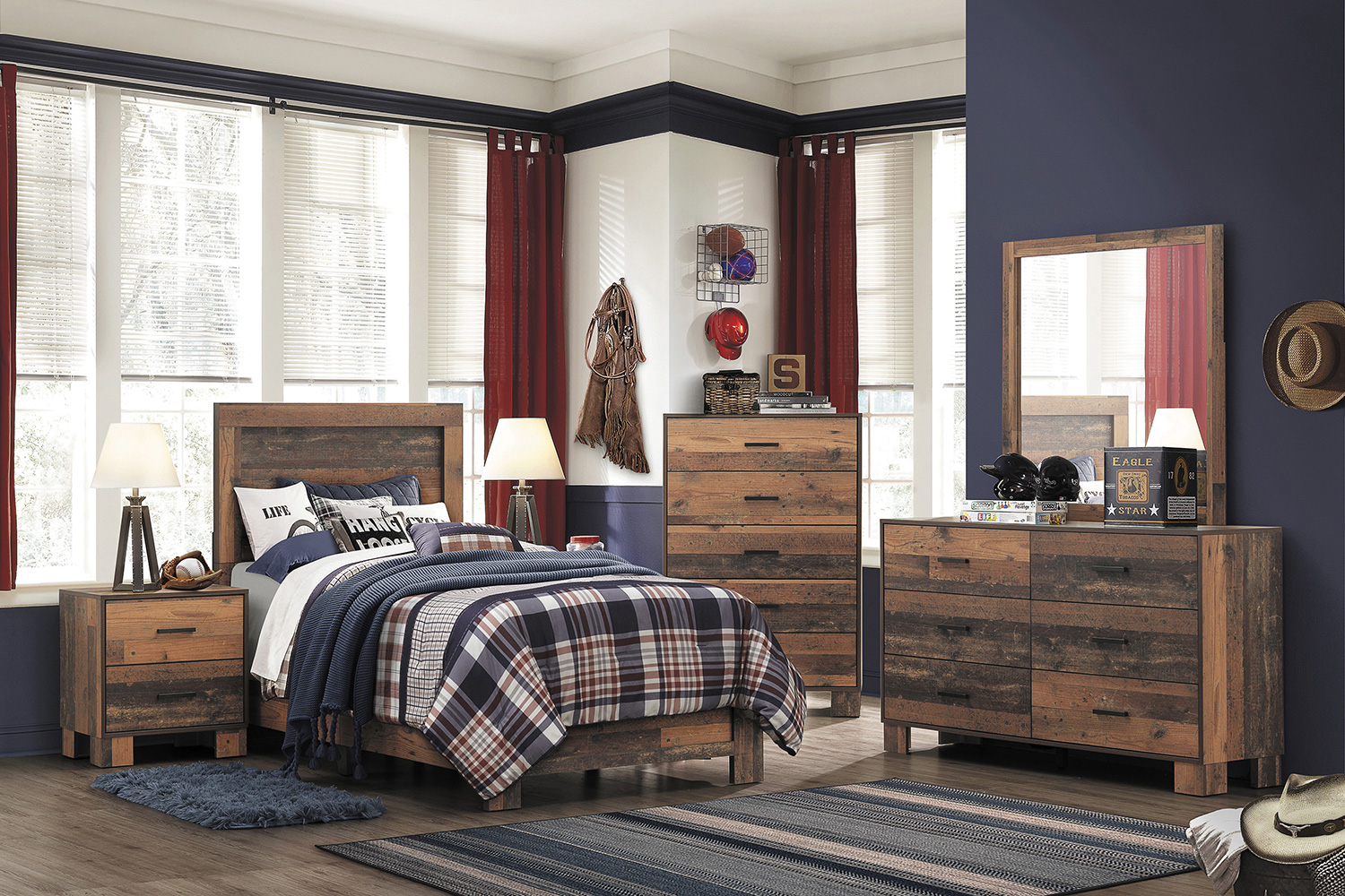 Coaster Sidney Twin Panel Bed - Rustic Pine