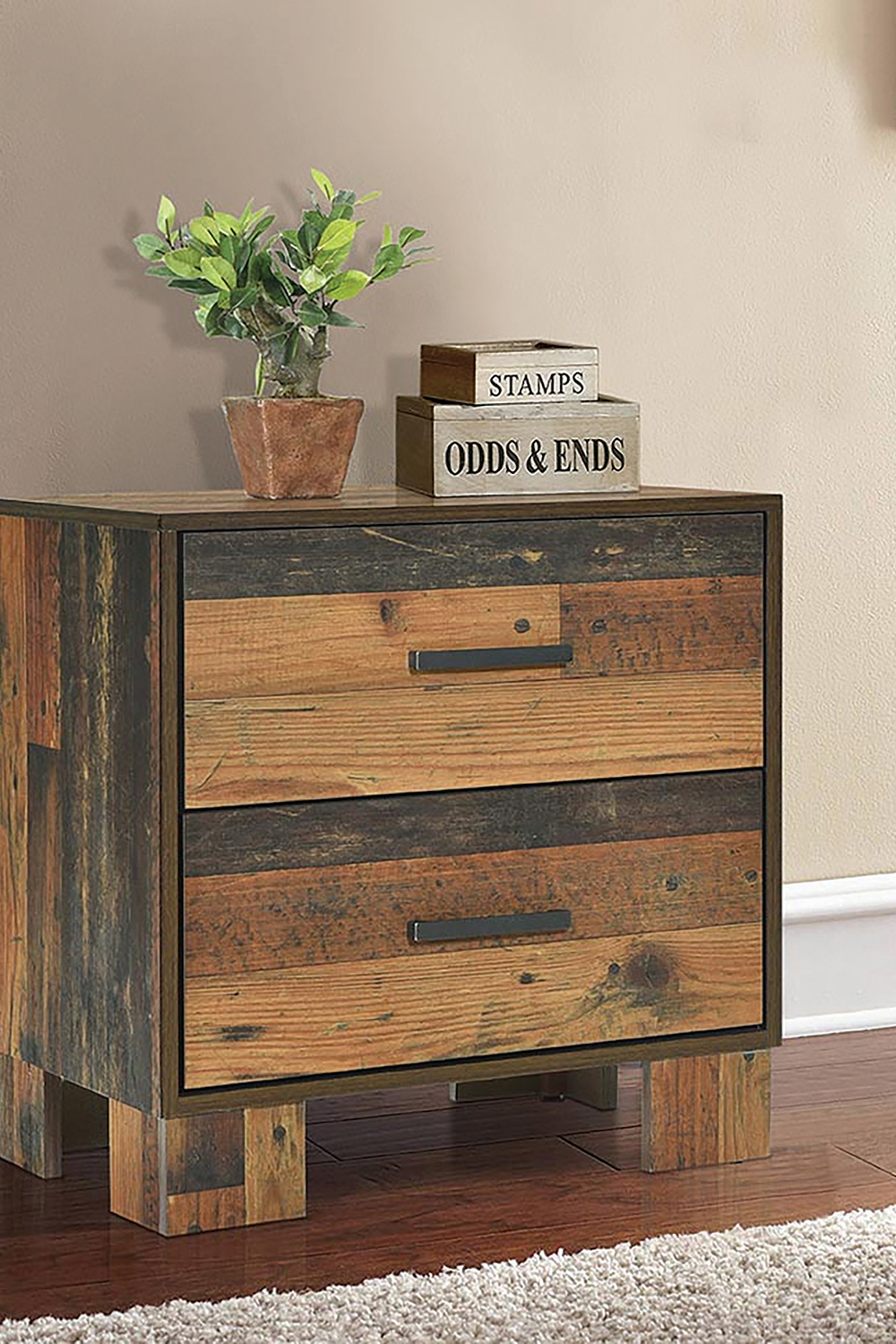 Coaster - Sidney 2-Drawer Nightstand in Rustic Pine